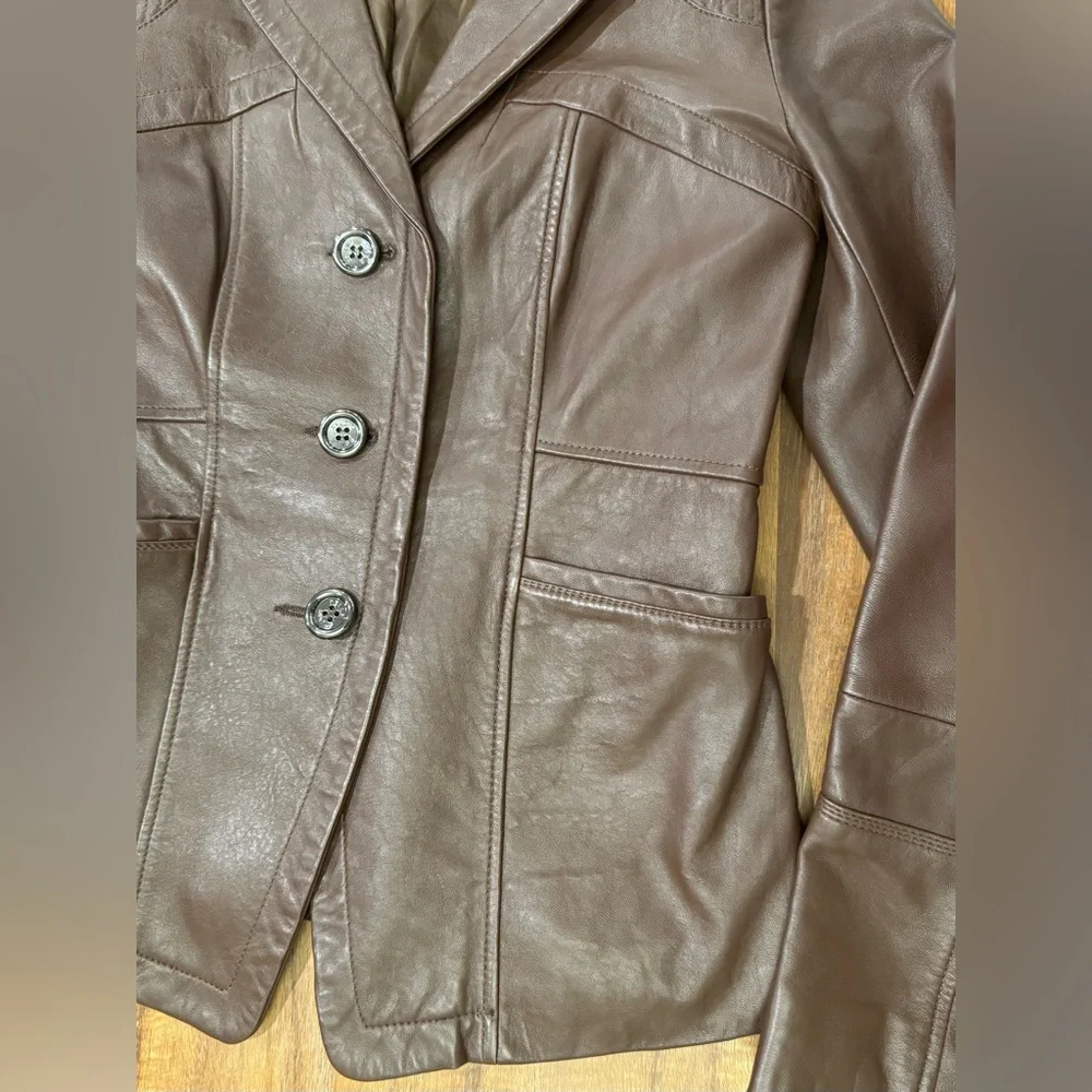 Vintage PELLE Studios Brown Buttery Soft Leather Jacket Size S - Picture 4 of 7